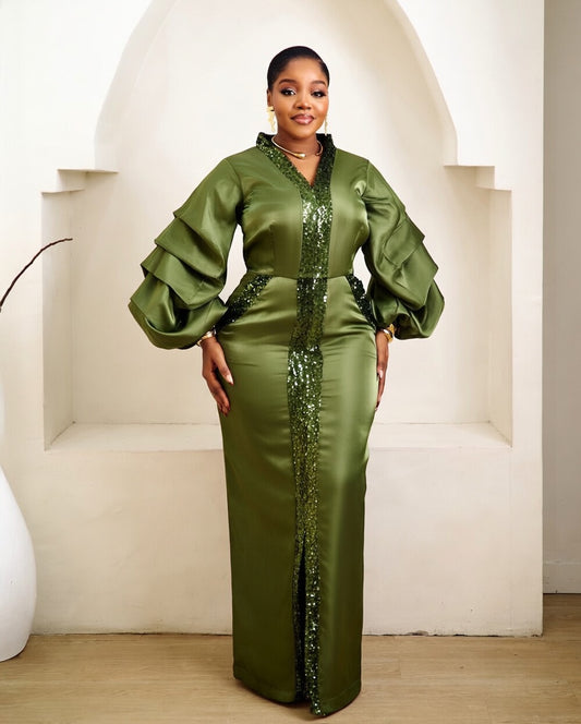african green dress Emerald Green Sparkly African Prom Dresses for Women Luxury Diamond Cr –  mermelo main image 1