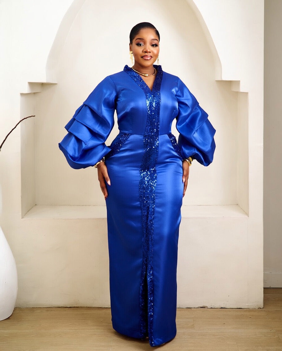 Nyala Cobalt Blue Kaftan African Maxi Dress