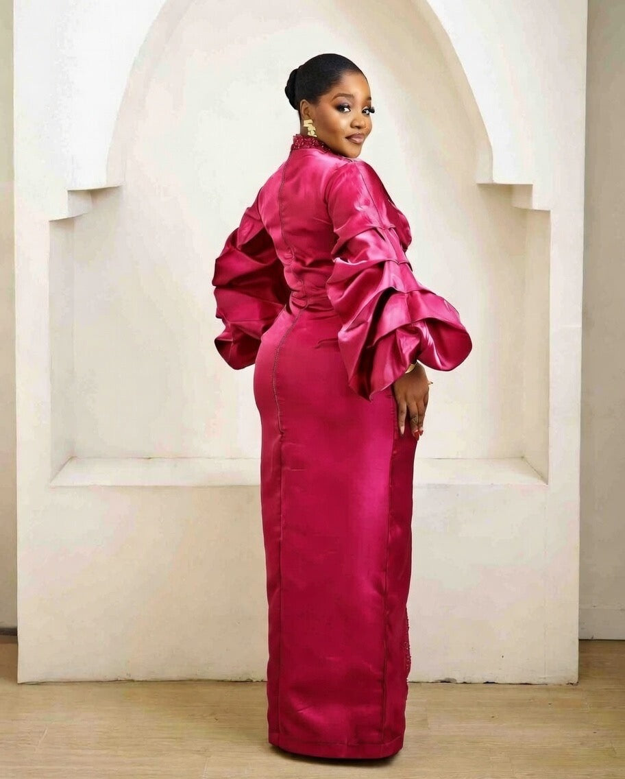 Ifunanya Pink Kaftan African Maxi Dress