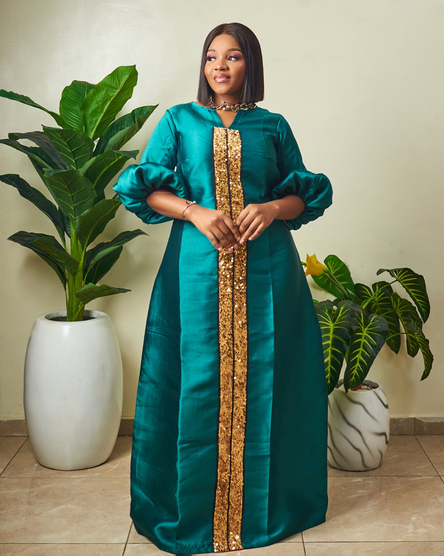 Abeba Gold sequence plated dress