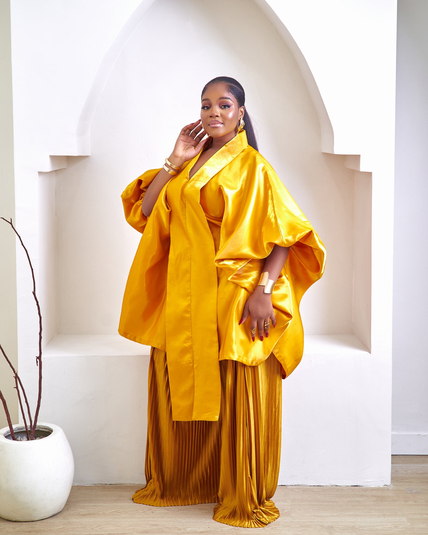Kamari gold yellow two-piece african pant set