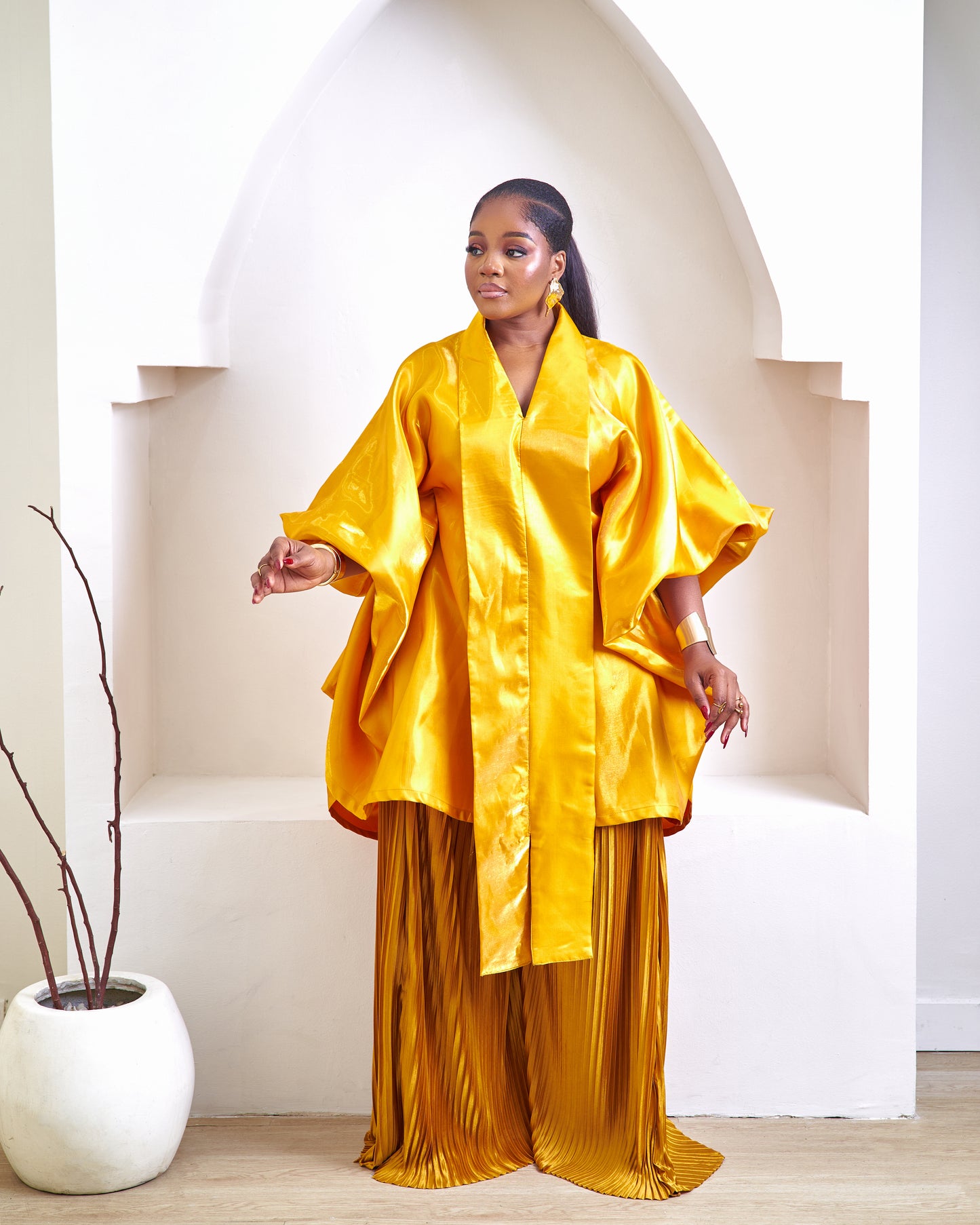 Kamari gold yellow two-piece african pant set