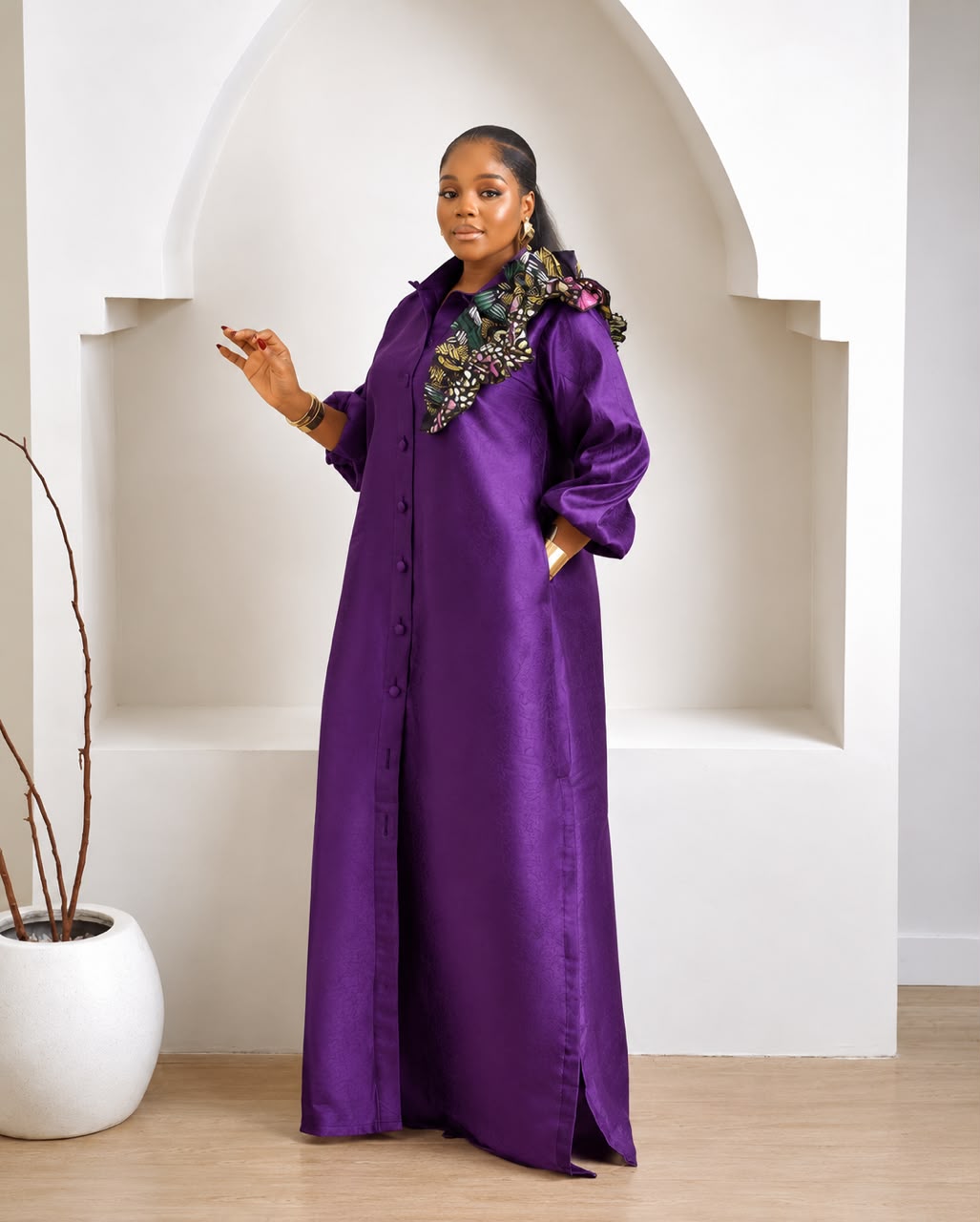 Adanna Lux African Purple Elegant Maxi Dress