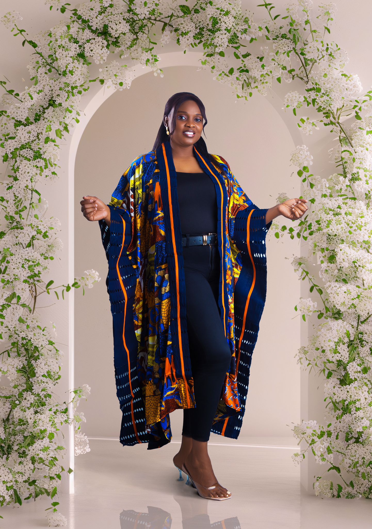 Gaa African kimono styled with luxurious aso oke