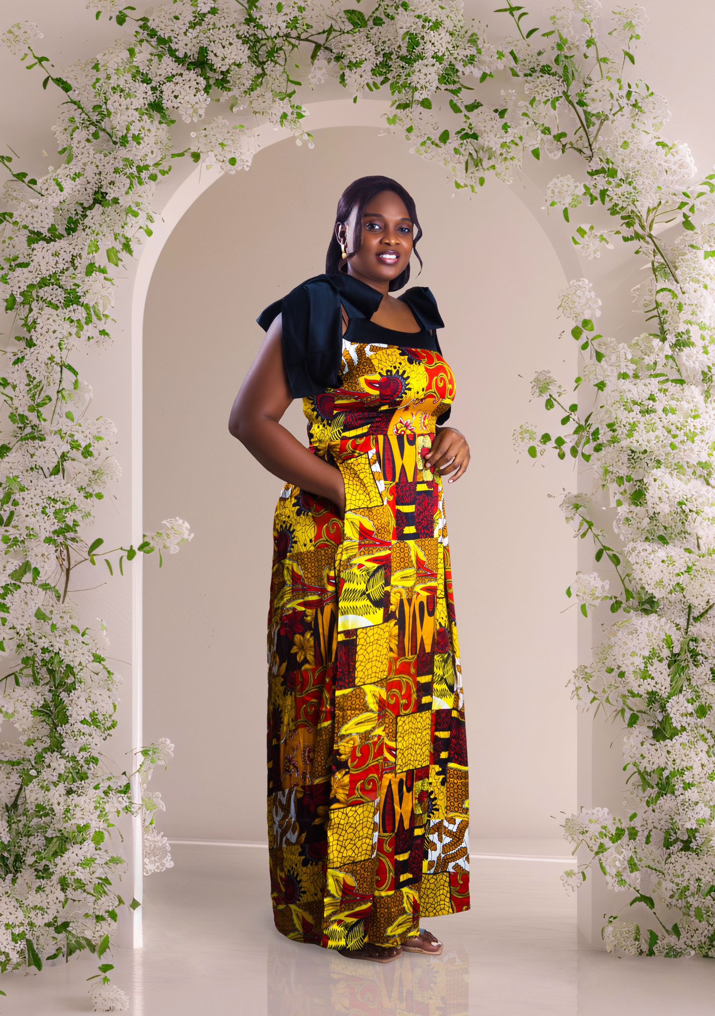 Shikemi African print armless long dress