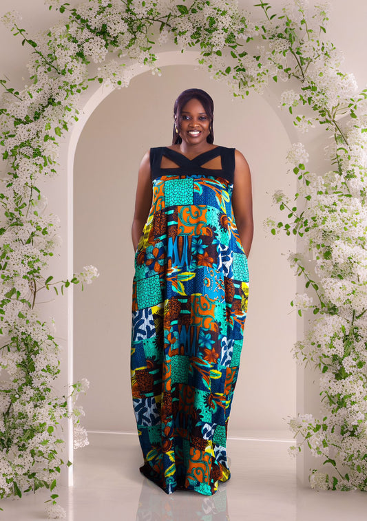 Zola African print ankara and lace mix dress