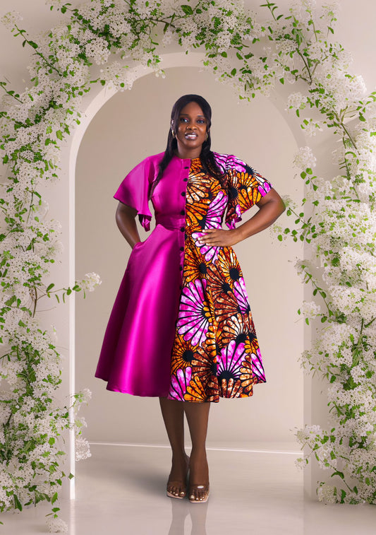 Asha African print Silk and Ankara mix dress