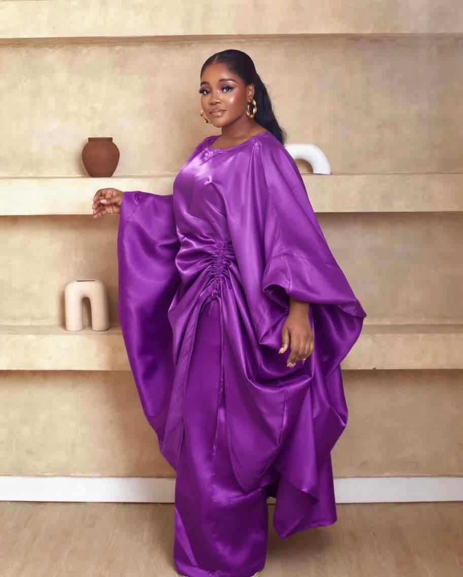 Zari Purple Two Piece African Mikado Pant Set