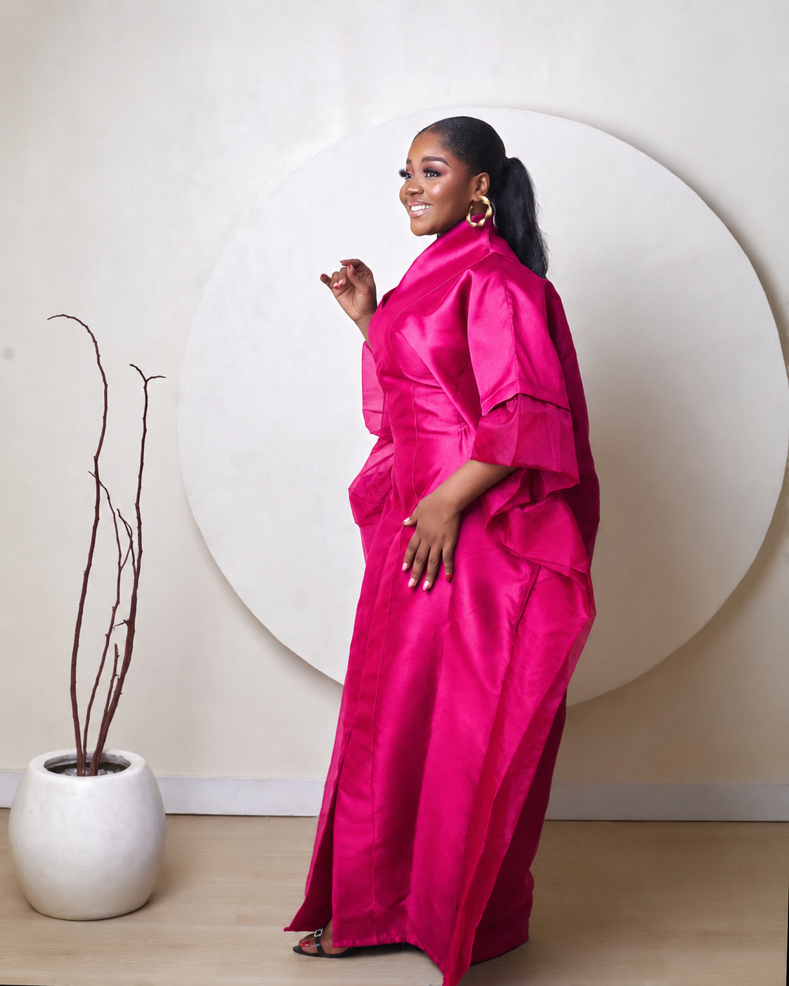 Oyinkansola Pink Mikado and Organdi African Boubou