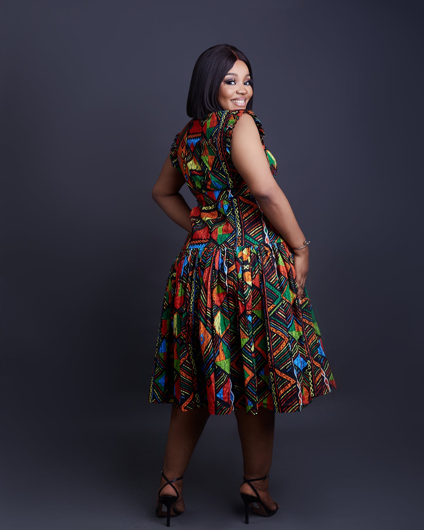 Marion African ankara off-shoulder dress