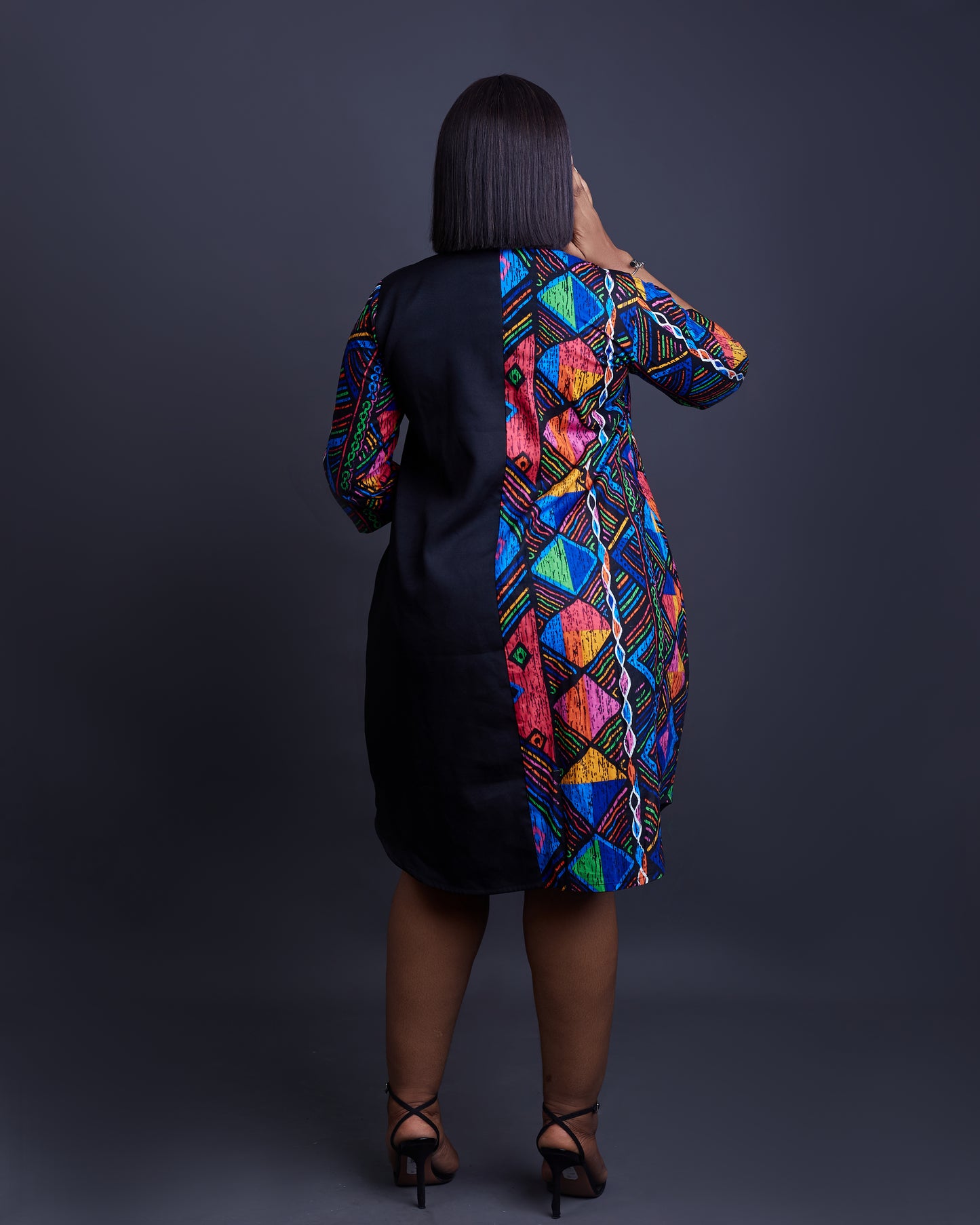 Lena African print Silk and Ankara mix dress