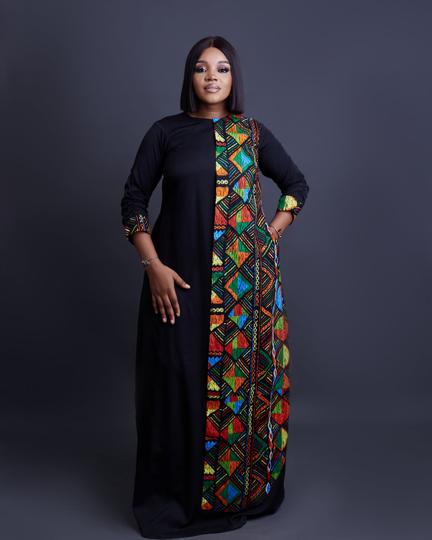 Mable African print and silk mix maxi dress