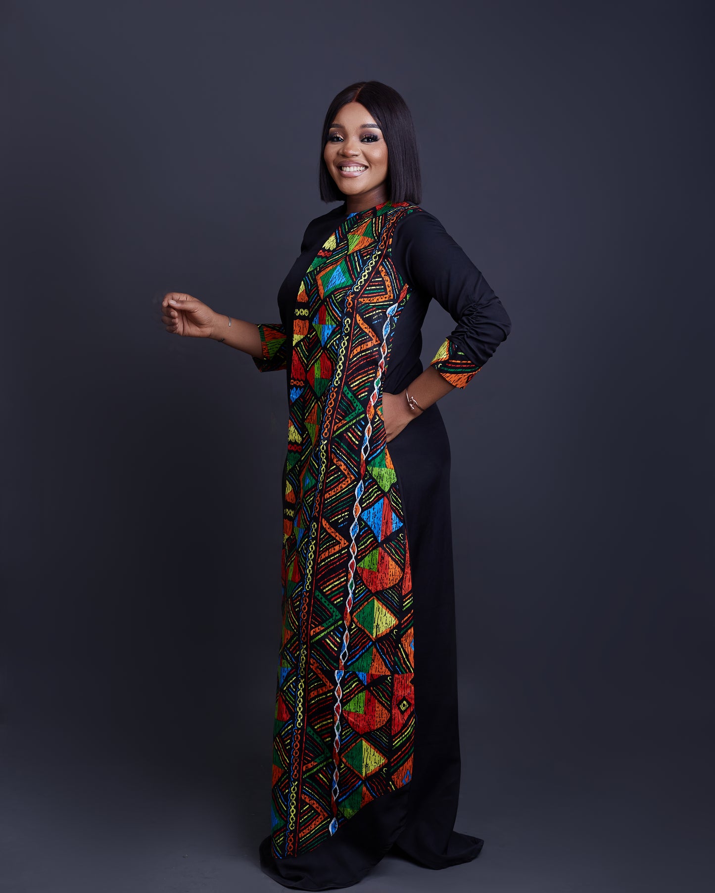 Mable African print and silk mix maxi dress