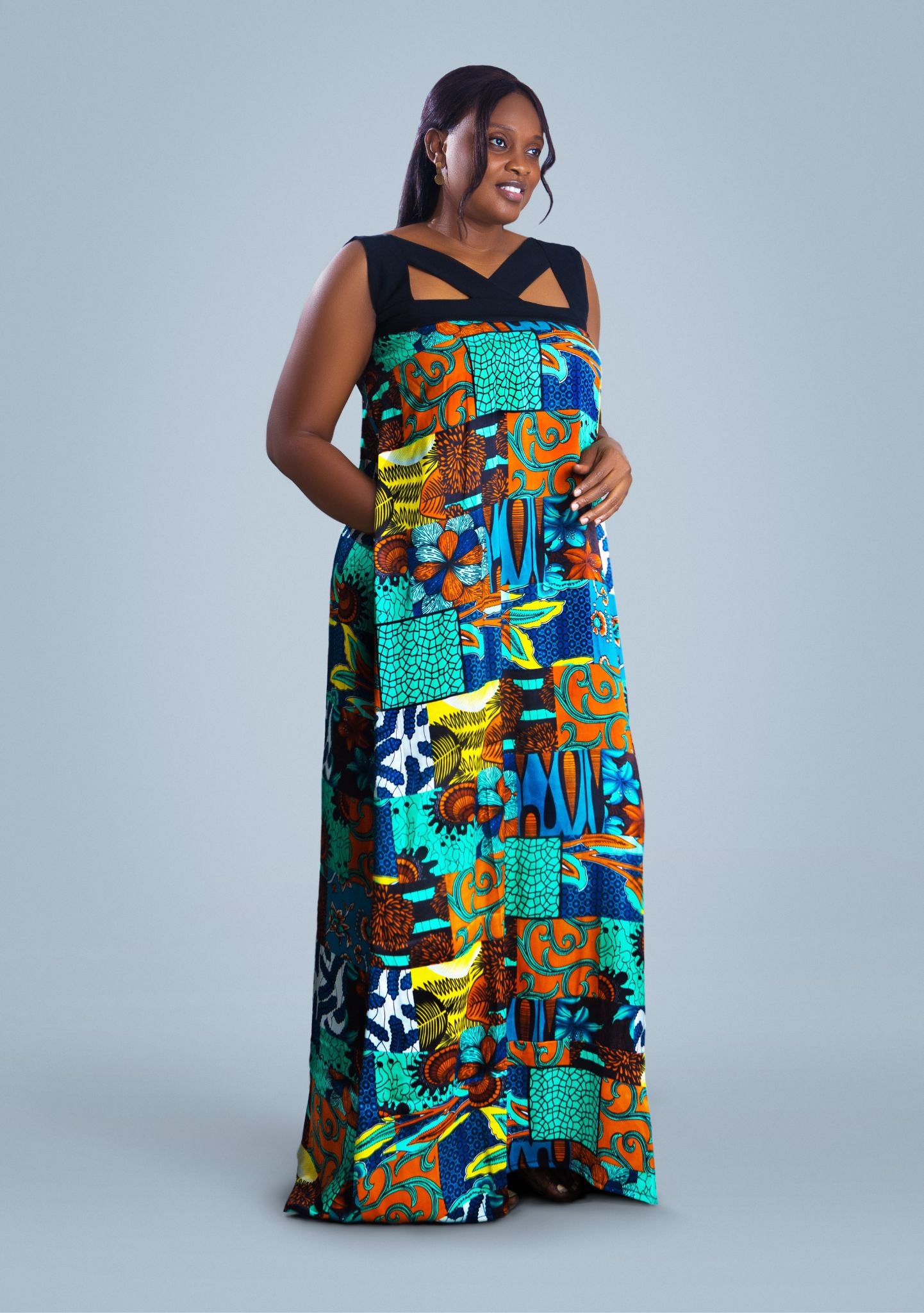 Zola African print ankara and lace mix dress