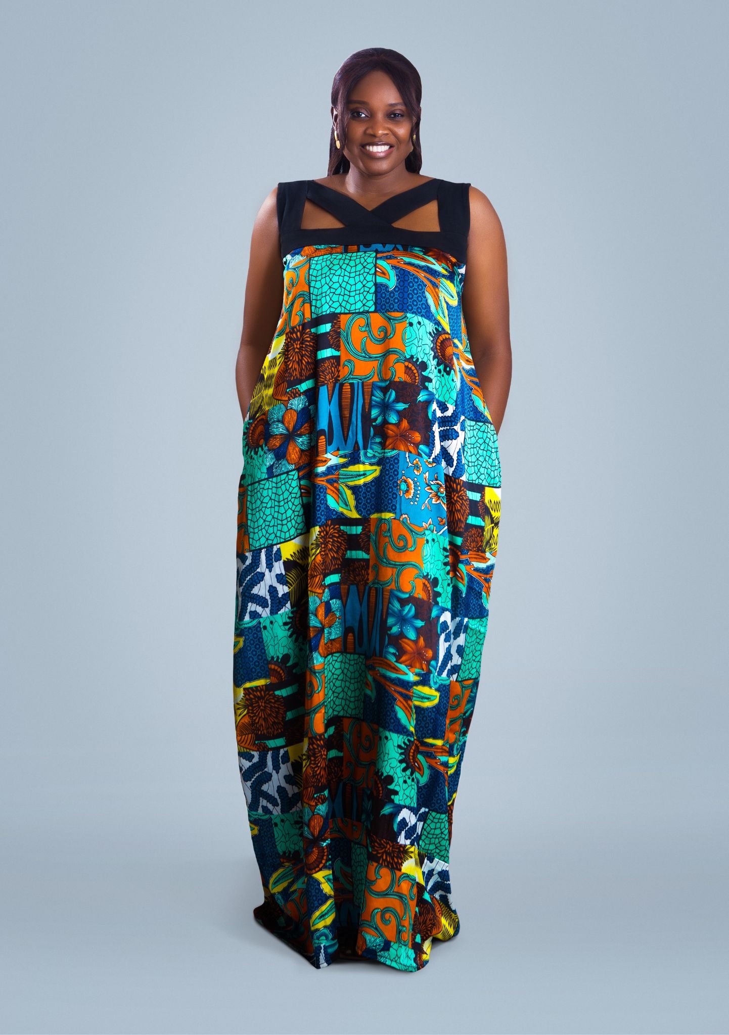 Zola African print ankara and lace mix dress