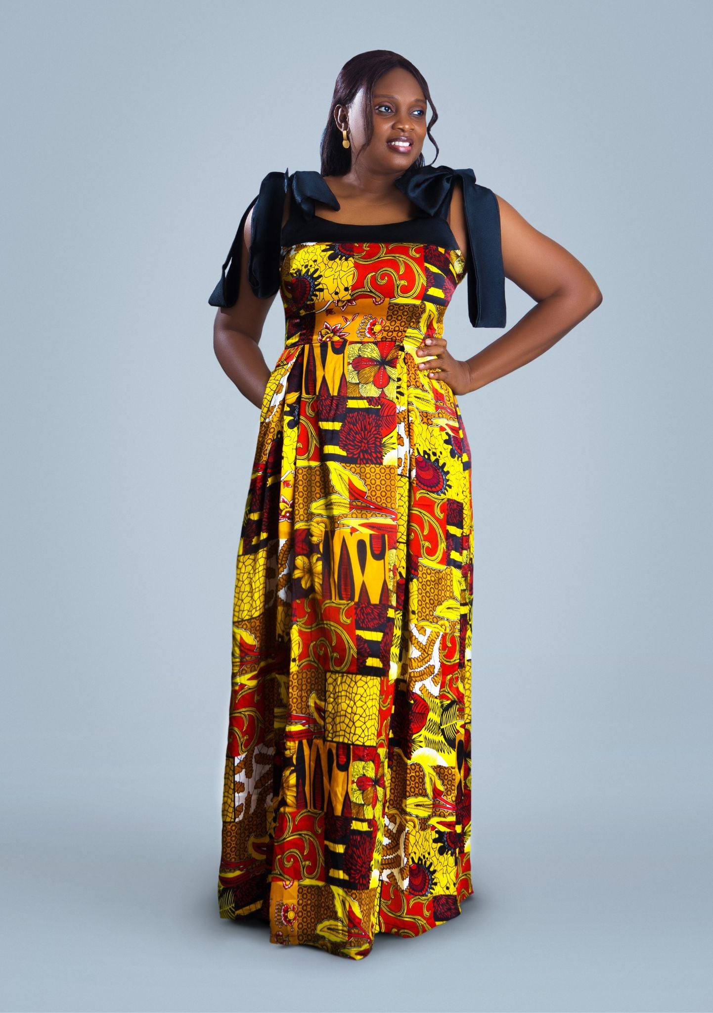 Shikemi African print armless long dress