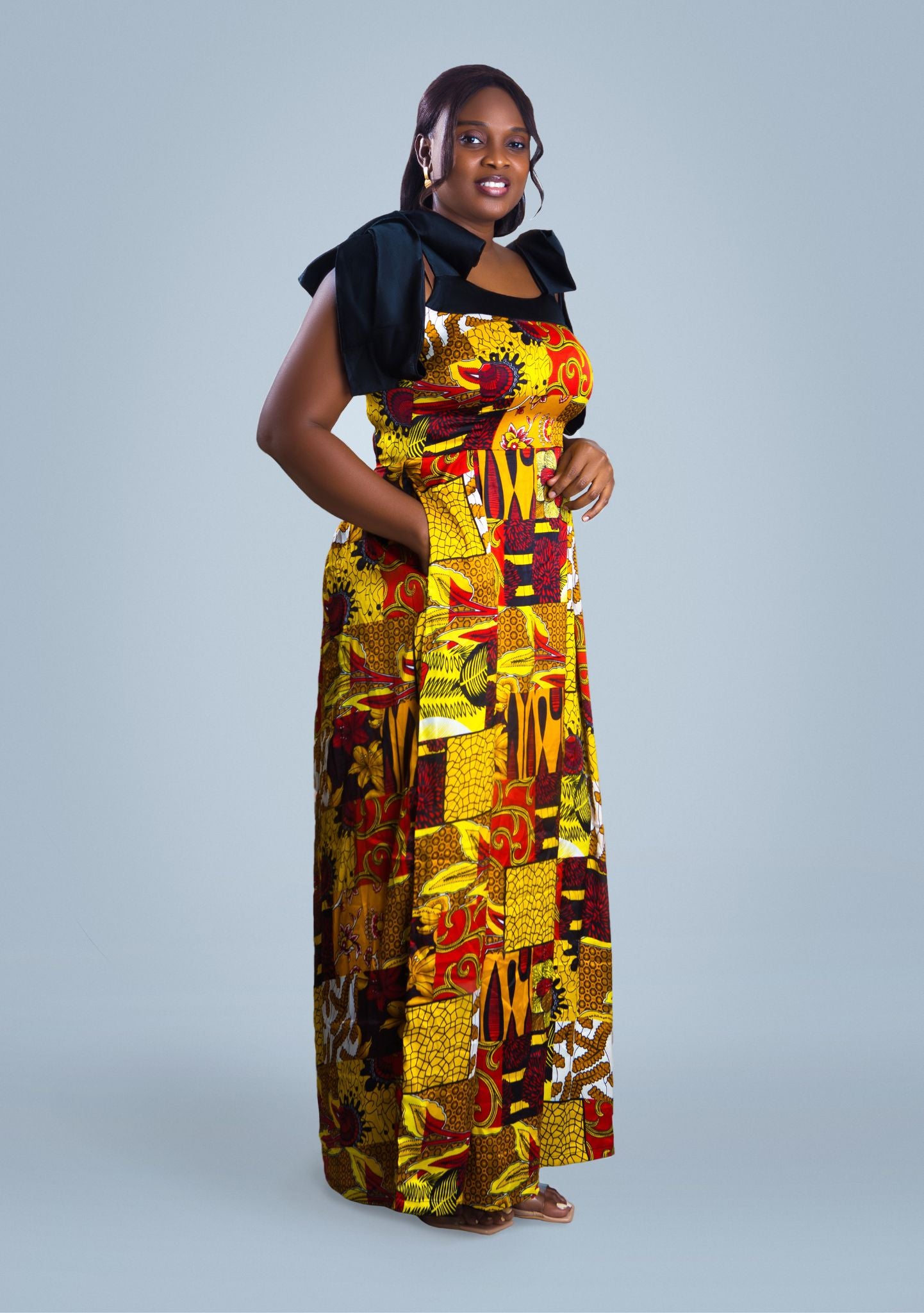 Shikemi African print armless long dress