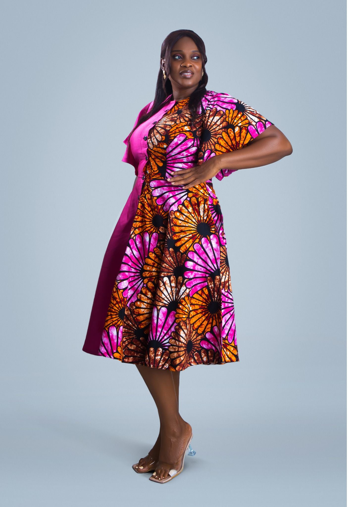 Asha African print Silk and Ankara mix dress