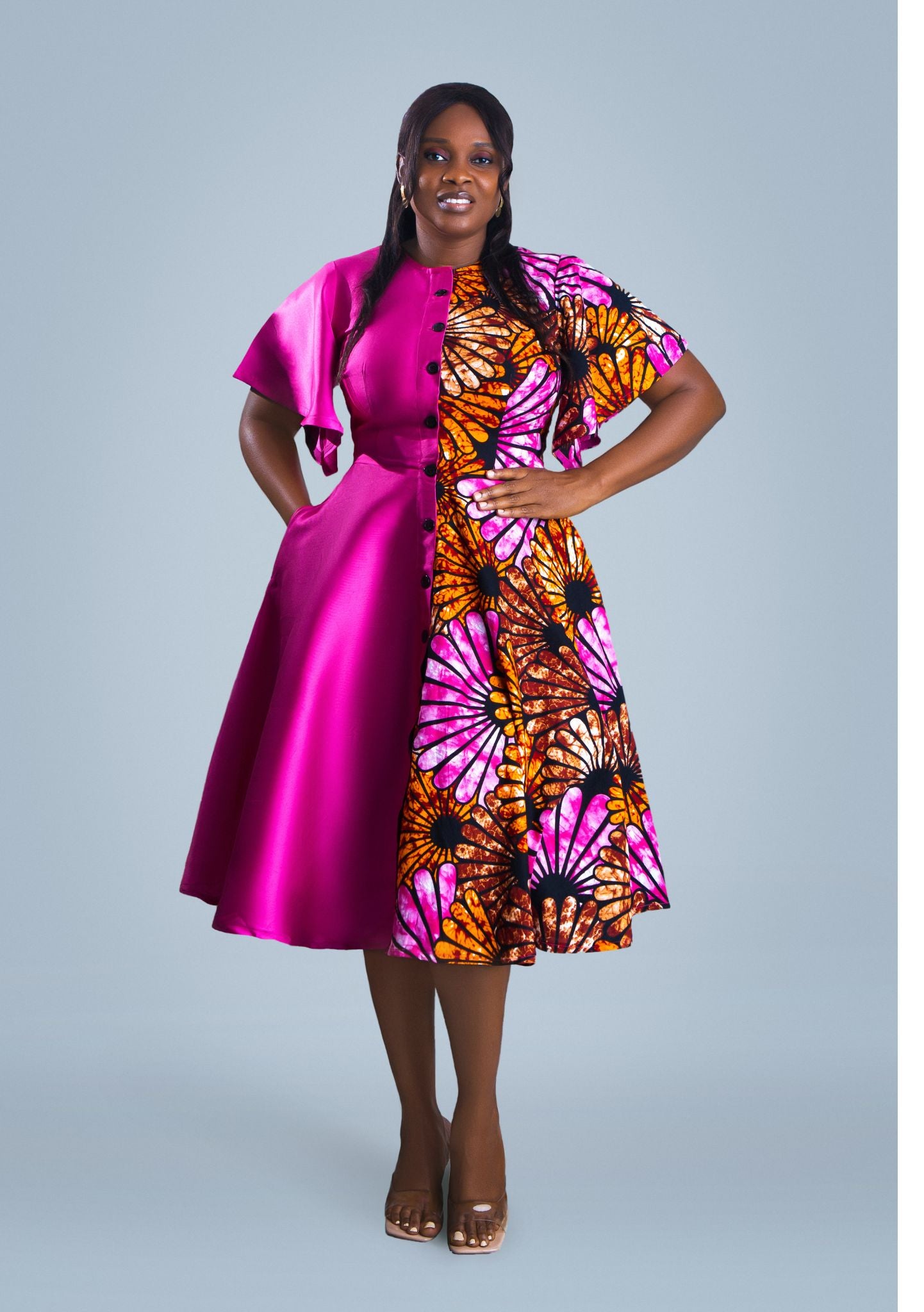 Asha African print Silk and Ankara mix dress