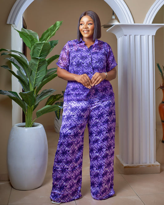 Zayla Silk and Chiffon Pant Set